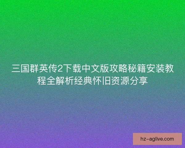 三国群英传2下载中文版攻略秘籍安装教程全解析经典怀旧资源分享