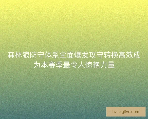 森林狼防守体系全面爆发攻守转换高效成为本赛季最令人惊艳力量