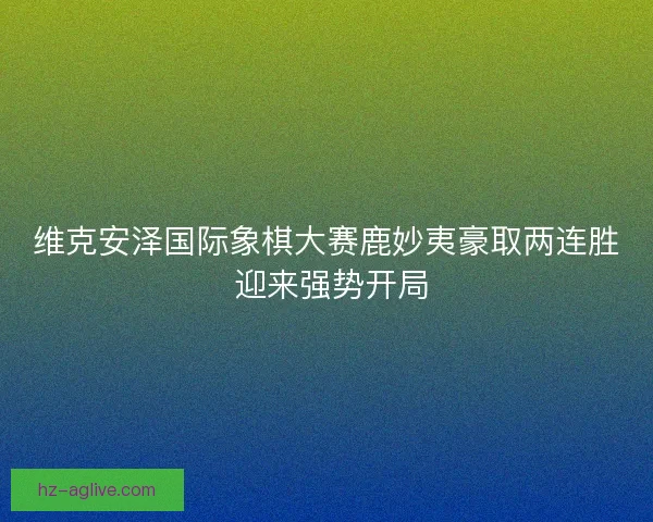 维克安泽国际象棋大赛鹿妙夷豪取两连胜 迎来强势开局